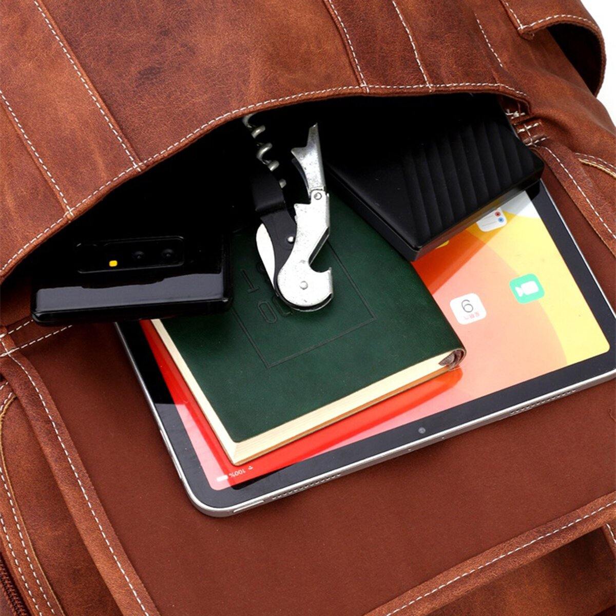 lovevop Men Vintage Multi-pocket Anti-theft 15.6 Inch Laptop Backpack