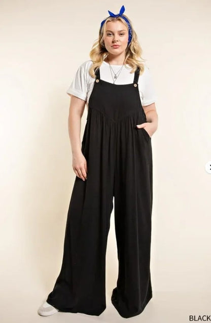 Wide Leg Overalls Straps Jumpsuit