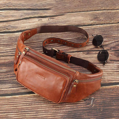 lovevop Men Genuine Leather Retro Sport Outdoor Multi-carry Chest Bag Sling Bag Crossbody Bag Waist Bag