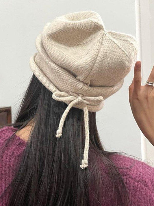 lovevop Simple 4 Colors Drawstring Knitting Hat