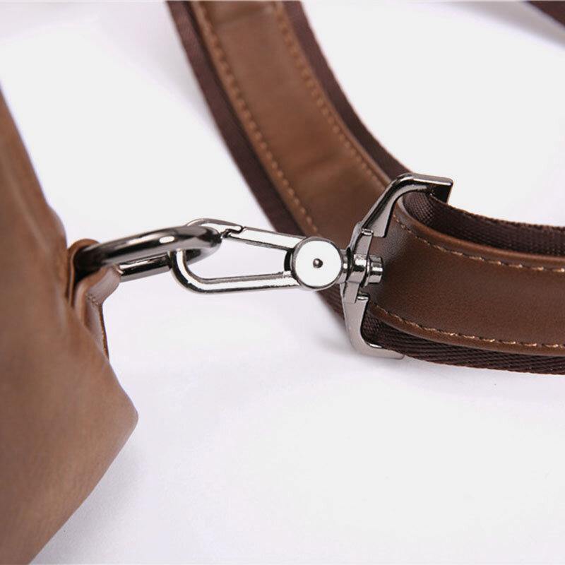 lovevop Men PU Leather Multi-Pocket Earphone Hole Crossbody Bag Chest Bag Sling Bag