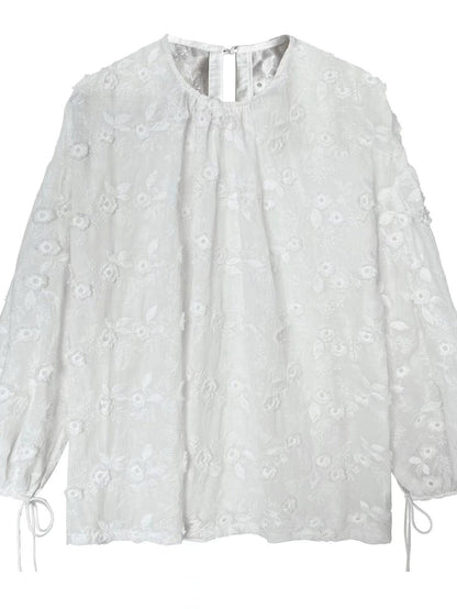 lovevop Lace Three-Dimensional Embroidery Flower Small Shirt