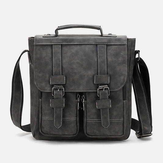 lovevop Men Faux Leather Retro Multi-pocket Multifunction Crossbody Bag Shoulder Bag Travel Bag