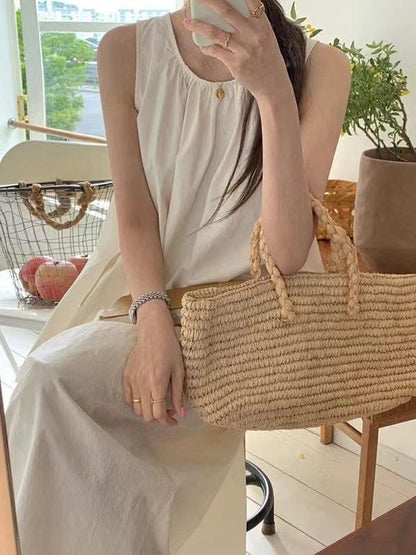 lovevop Open Back Sleeveless Linen Dress