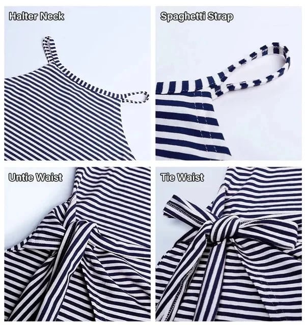 Casual Sleeveless Striped Midi Dresses