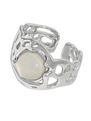 lovevop Bud White Agate Light Luxury Personality Ring