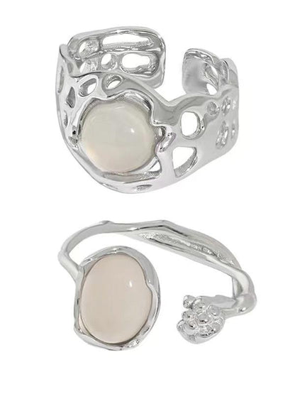 lovevop Bud White Agate Light Luxury Personality Ring