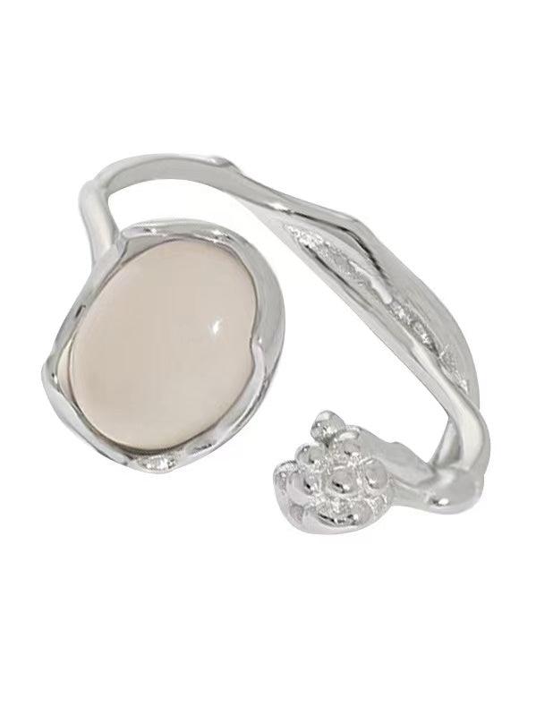 lovevop Bud White Agate Light Luxury Personality Ring