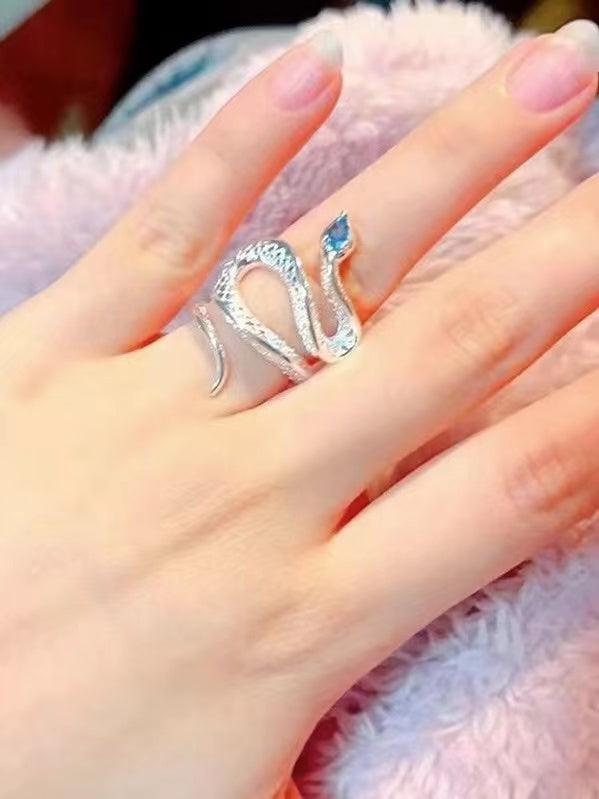 lovevop Ocean Blue Snake Open Ring