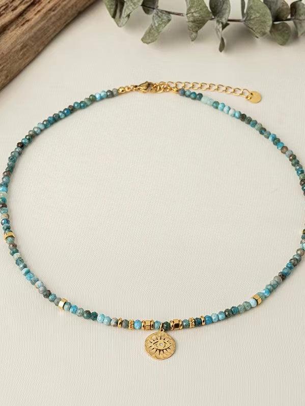 lovevop Vintage Natural Turquoise Beaded Devil Angel Necklace