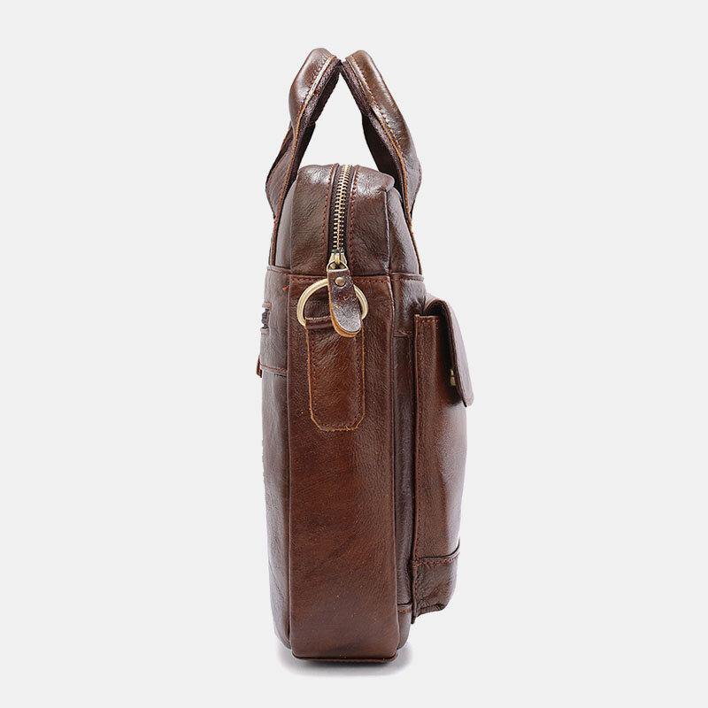 lovevop Men Genuine Leather Large Capacity Anti-theft Vintage 6.5 Inch Phone Bag Messenger Briefcase Shoulder Bag Crossbody Bag Handbag