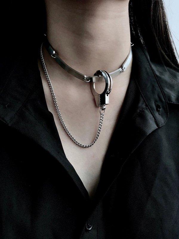 lovevop Cool Geometry Chain Handcuff Choker Necklace
