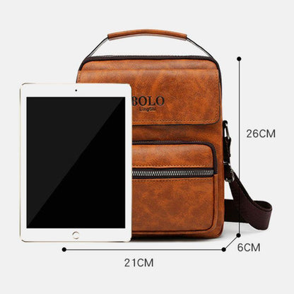 lovevop Men PU Leather Multi-pocket Anti-theft Messenger Bag Crossbody Bags Shoulder Bag Handbag Briefcase