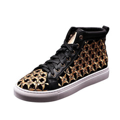 lovevop Men's Martin Boots Fashion Personality Embroidered High-top Sneakers