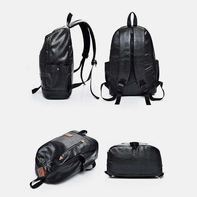 lovevop Men Faux Leather Casual Fashion 14 Inch Laptop Bag School Bag Travel Backpack