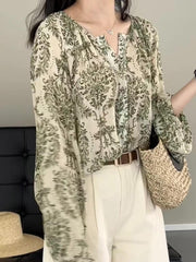 lovevop Floral Lantern Sleeve Sunscreen Shirt Top