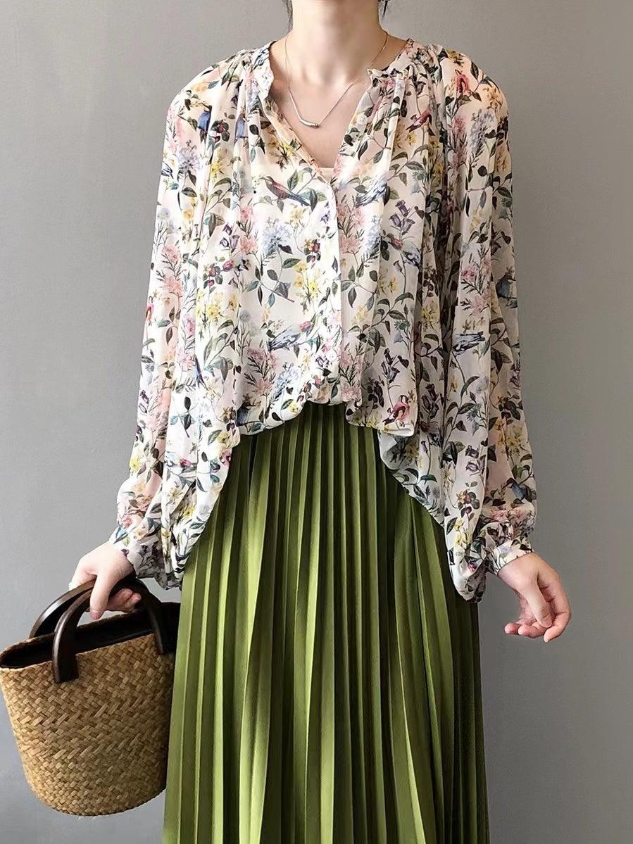 lovevop V-Neck Floral Shirt Top