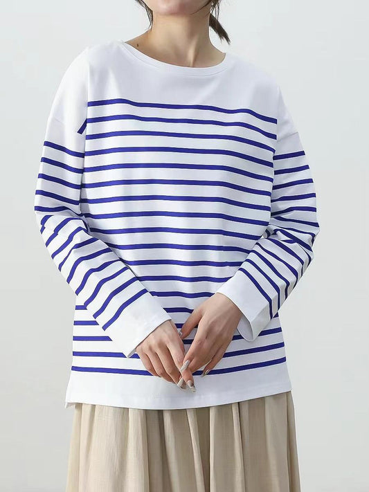 lovevop Striped Knit Long Sleeve T-Shirt