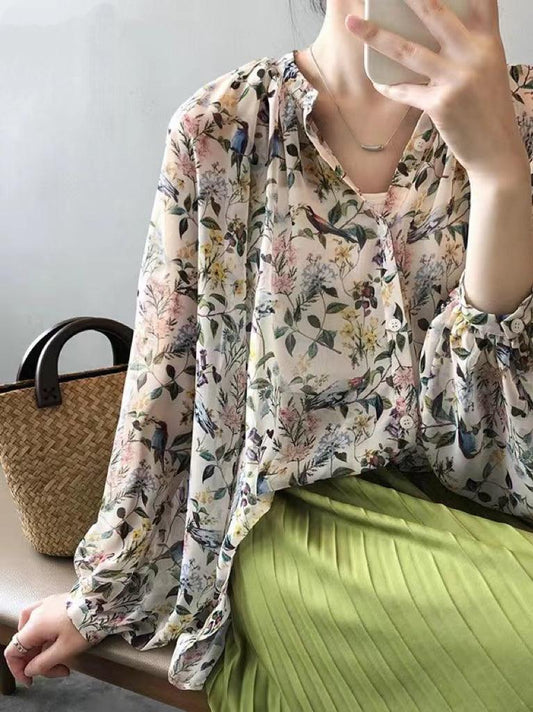 lovevop V-Neck Floral Shirt Top