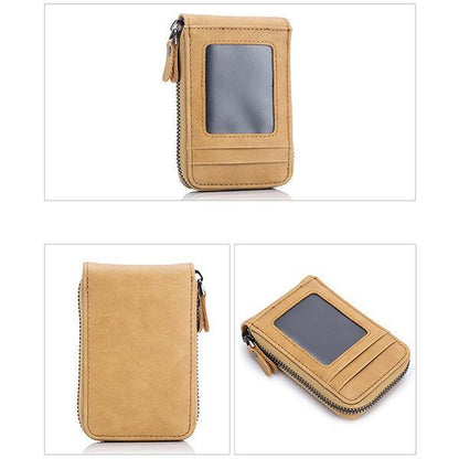 elvesmall RFID Blocking Wallet Men Women Cow Leather 12 Card Slots Card Holder Wallet