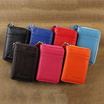 elvesmall Genuine Leather Zipper 19 Card Holder Women Portable Short Purse Coin Bags