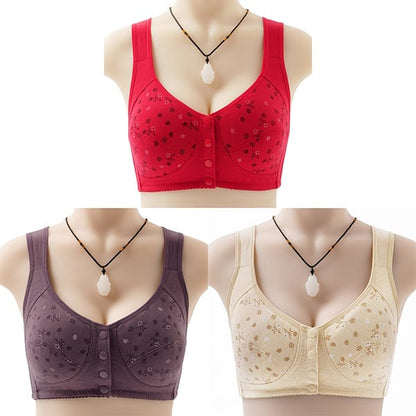 Comfortable bra with button placket in front