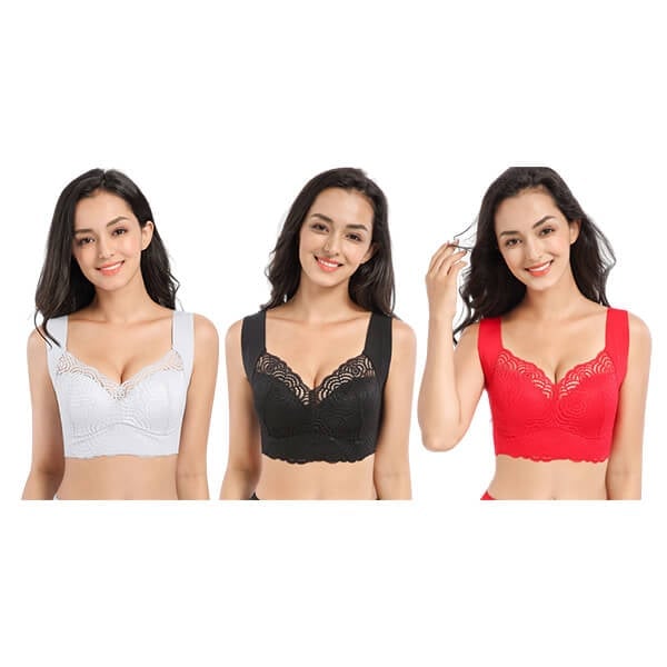 Stretch Full-Figure Seamless Lace Cut-Out Bra