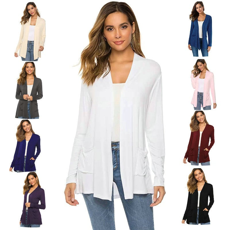 Women's casual lightweight open front long sleeve cardigans