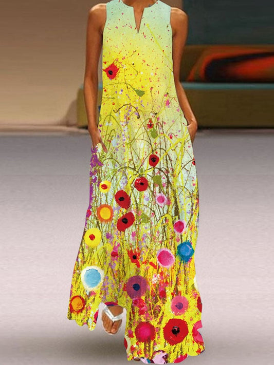 Women's Vintage Print Casual Maxi Dress