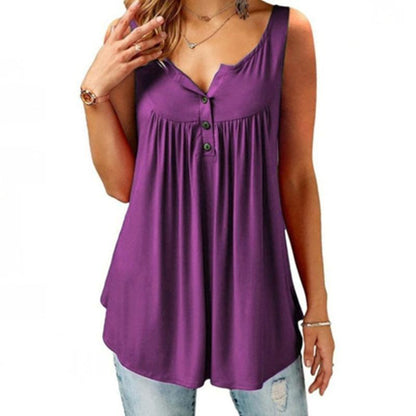 🎁Summer Hot Sale🎁Comfy Loose Button Sleeveless Tank Top For Women