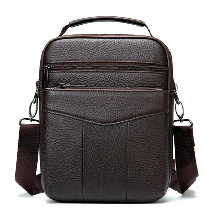 lovevop Men Genuine Leather Retro Business Vertical Handbag Crossbody Bag