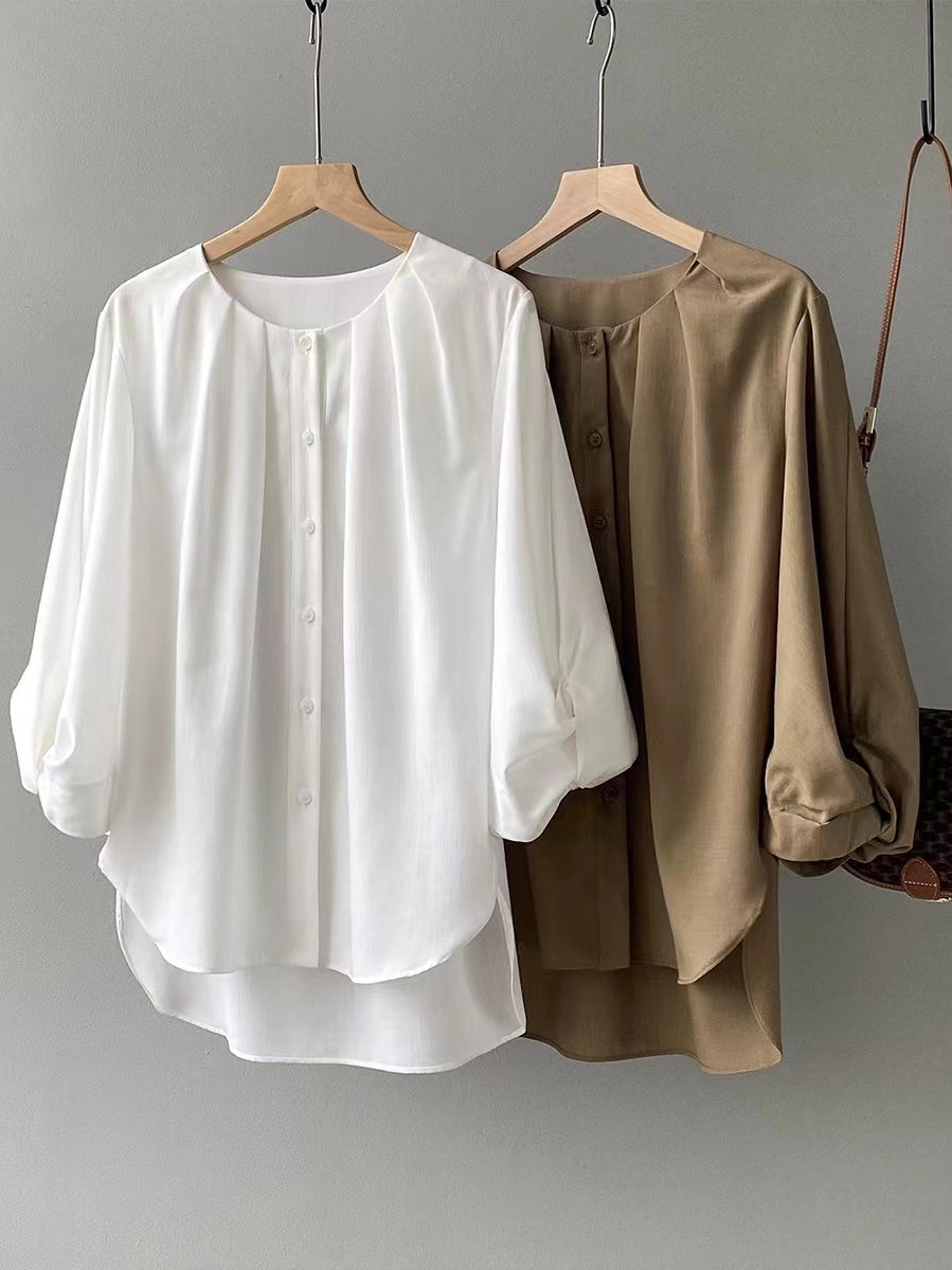 lovevop Simple Lantern Sleeve Shirt Blouse