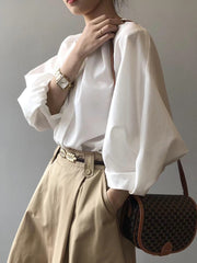 lovevop Simple Lantern Sleeve Shirt Blouse