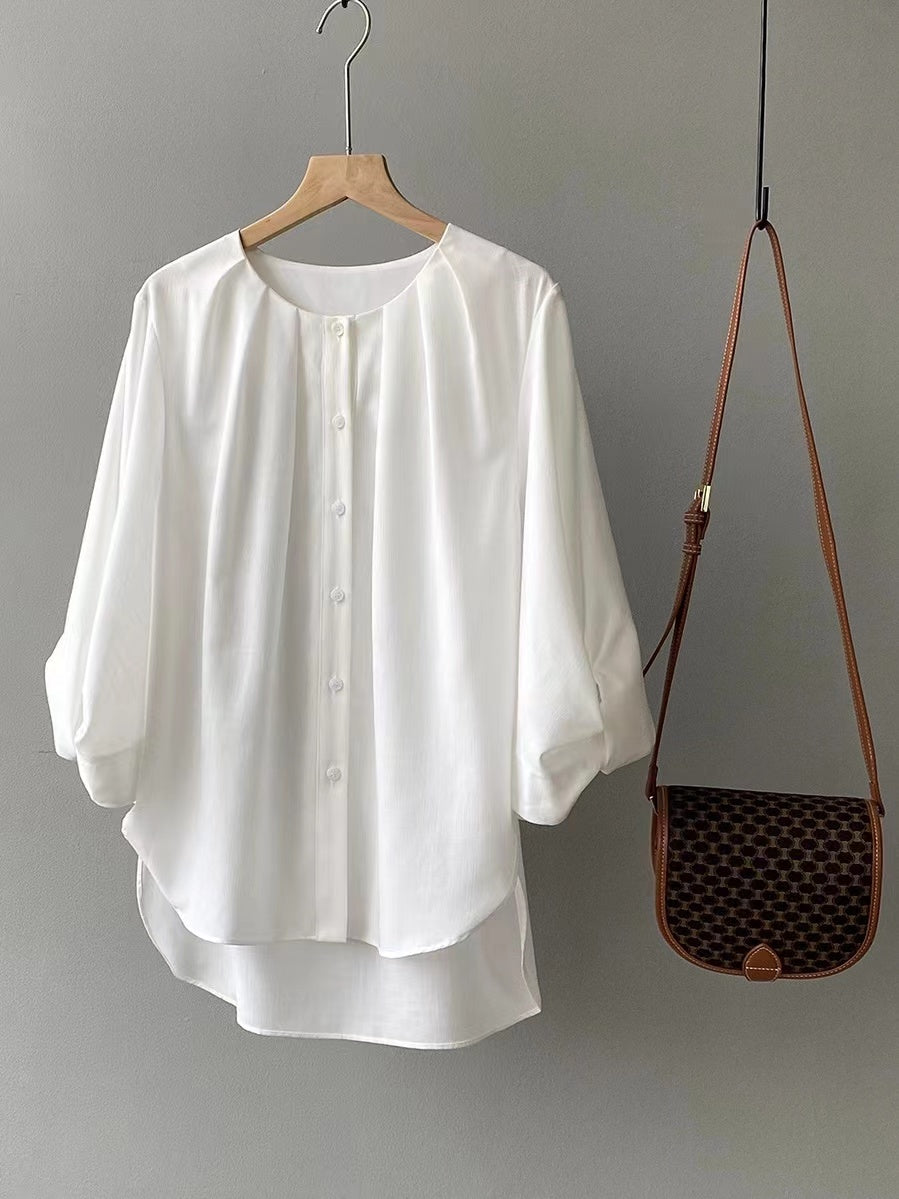 lovevop Simple Lantern Sleeve Shirt Blouse