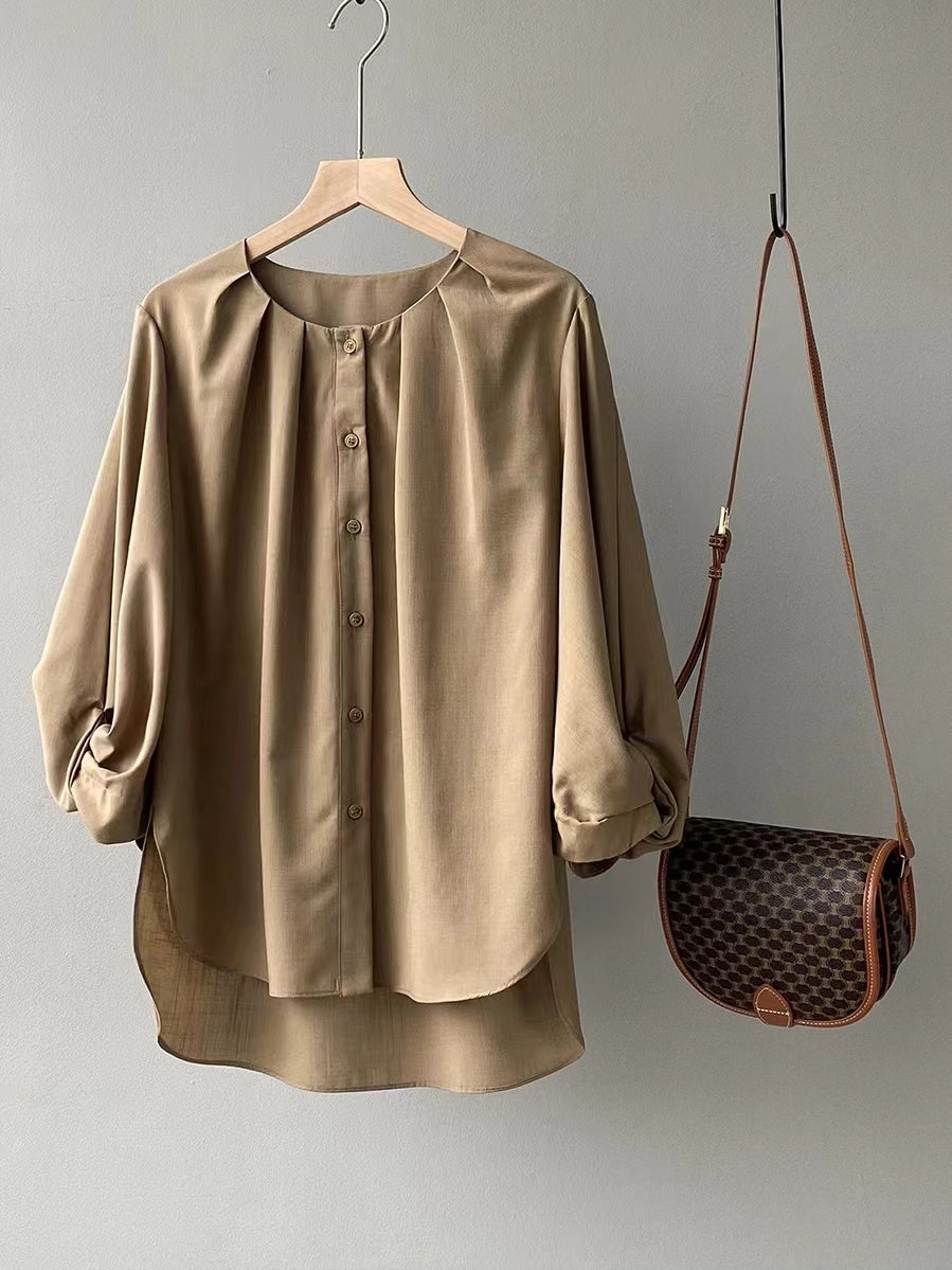 lovevop Simple Lantern Sleeve Shirt Blouse