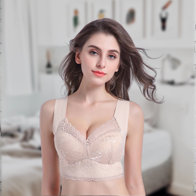 Gather Beautiful Back Lace Bra Without Steel Ring