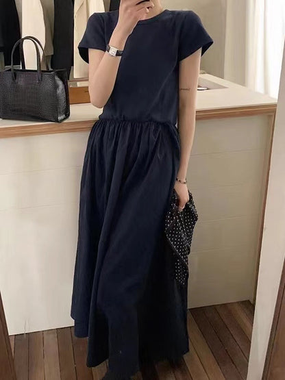 lovevop Casual Round Neck Short-Sleeved Dress