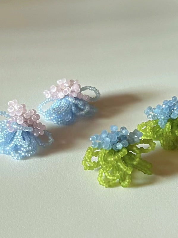 lovevop French Retro Color Contrast Beaded Tassel Earrings