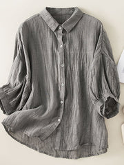 Lovevop Pleated Loose Casual Vintage Cool Shirt