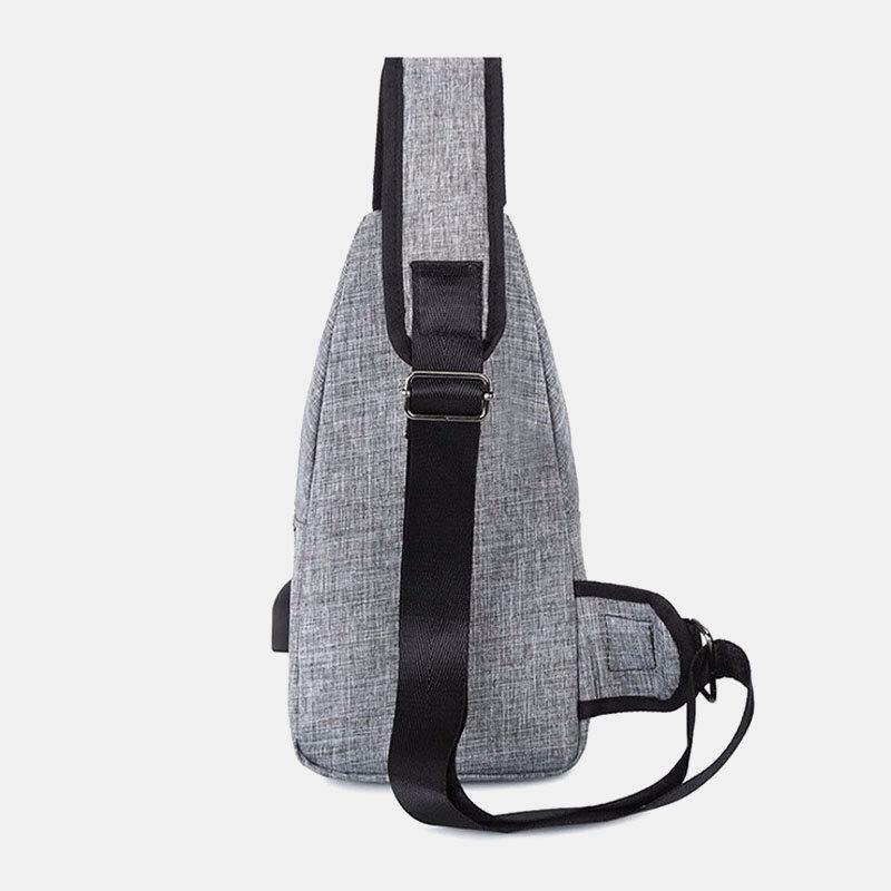 lovevop Men Oxford Cloth USB Charging Multi-pocket Large Capacity Waterproof Chest Bag Shoulder Bag