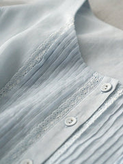 Lovevop Cotton Linen Shirt Accordion Dress