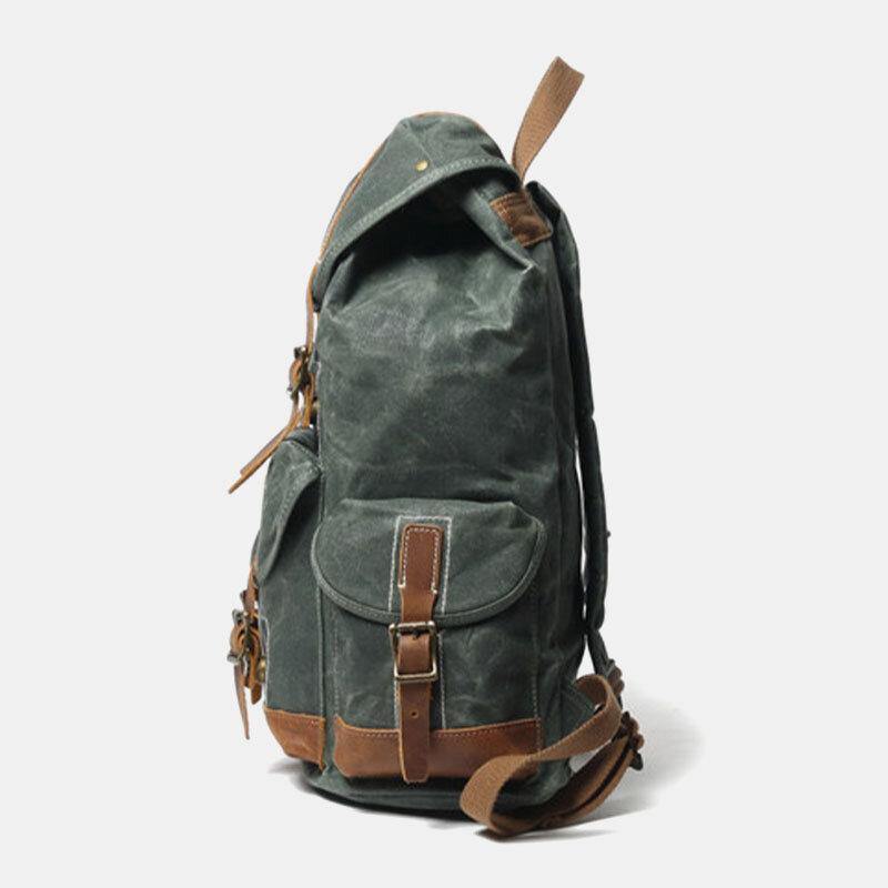 lovevop Men Canvas Retro Travel Outdoor Hiking Large Capacity Multi-pockets Backpack