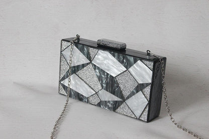 lovevop Fashion Black And White Contrast Acrylic Clutch