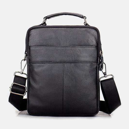 lovevop Men Genuine Leather Retro Business Leather Shoulder Bag Crossbody Bag