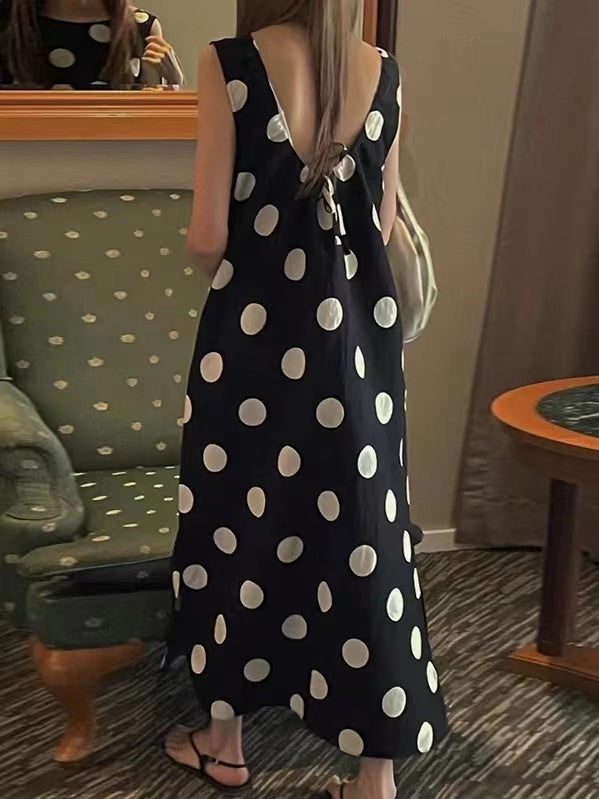lovevop Backless Polka Dot Tank Dress