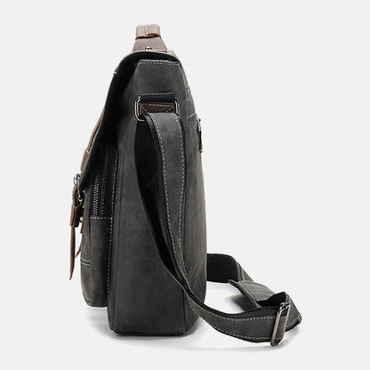 lovevop Men PU Leather Multi-pockets Vintage Casual Waterproof Breathable Crossbody Bags Shoulder Bags