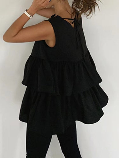 lovevop Layered Ruffle Tank Shirt