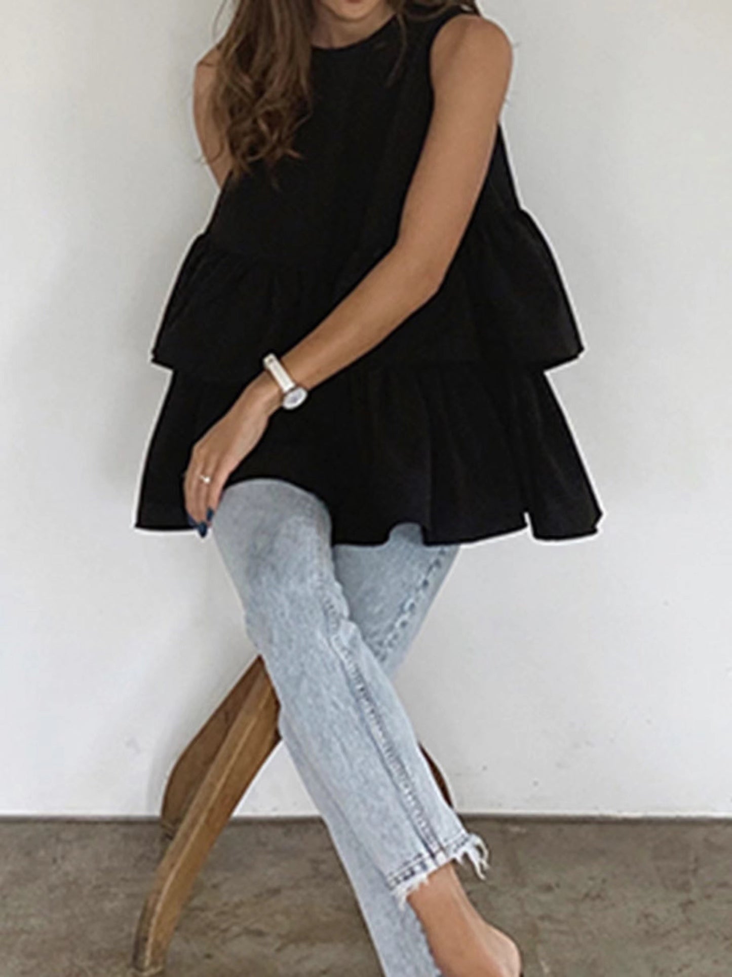 lovevop Layered Ruffle Tank Shirt