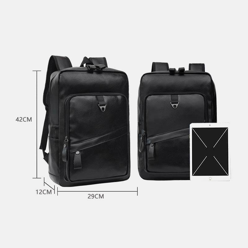 lovevop Men Faux Leather Large Capacity Business Casual 14 Inch Laptop Bag Backpack