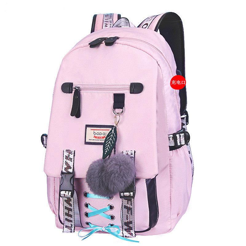 lovevop Female Backpack Student School Bag Junior High School Student High School Student Student Backpack Printing